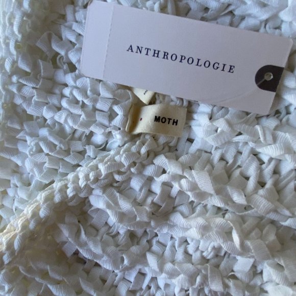 Anthropologie Moth Braided White Top Mock Neck Sleeveless Top Size Medium NWT - Picture 11 of 12